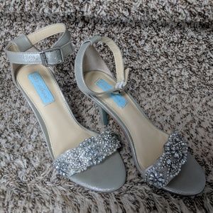 Betsy Johnson silver wedding heels